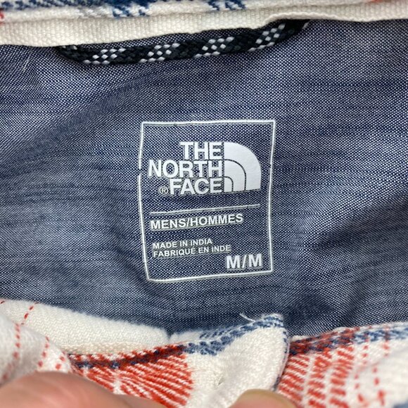 The North Face Flannel Shirt Men Medium M Plaid Orange Blue White Button Up - Picture 4 of 10